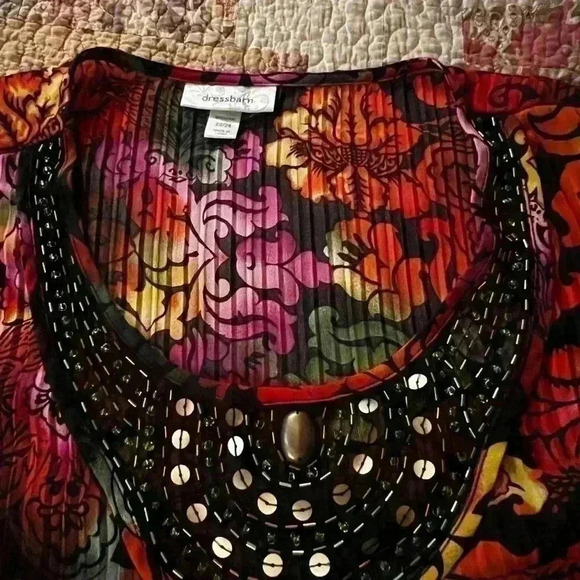 Dress Barn Women's Sz 22/24 Colorful Accordian Dress Shirt Butterfly Sleeves - Picture 2 of 5